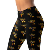 Eye of Ra pattern on women's leggings, left-front view