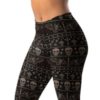Skulls & Bats Christmas Pattern pattern on women's leggings, left-front view