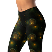Tree of Life pattern on women's leggings, left-front view