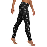 Demonology Occult Symbols pattern on women's leggings, right-side view