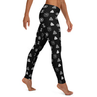 Viking Runes & Norse Symbols pattern on women's leggings, right-side view