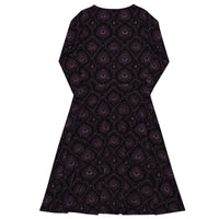 All-Seeing Eye pattern on women's long-sleeve midi dress, back view