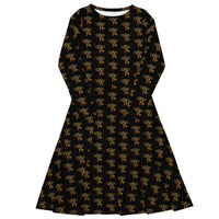 Eye of Ra pattern on women's long-sleeve midi dress, front view