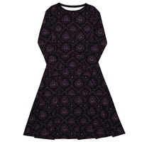 All-Seeing Eye pattern on women's long-sleeve midi dress, front view