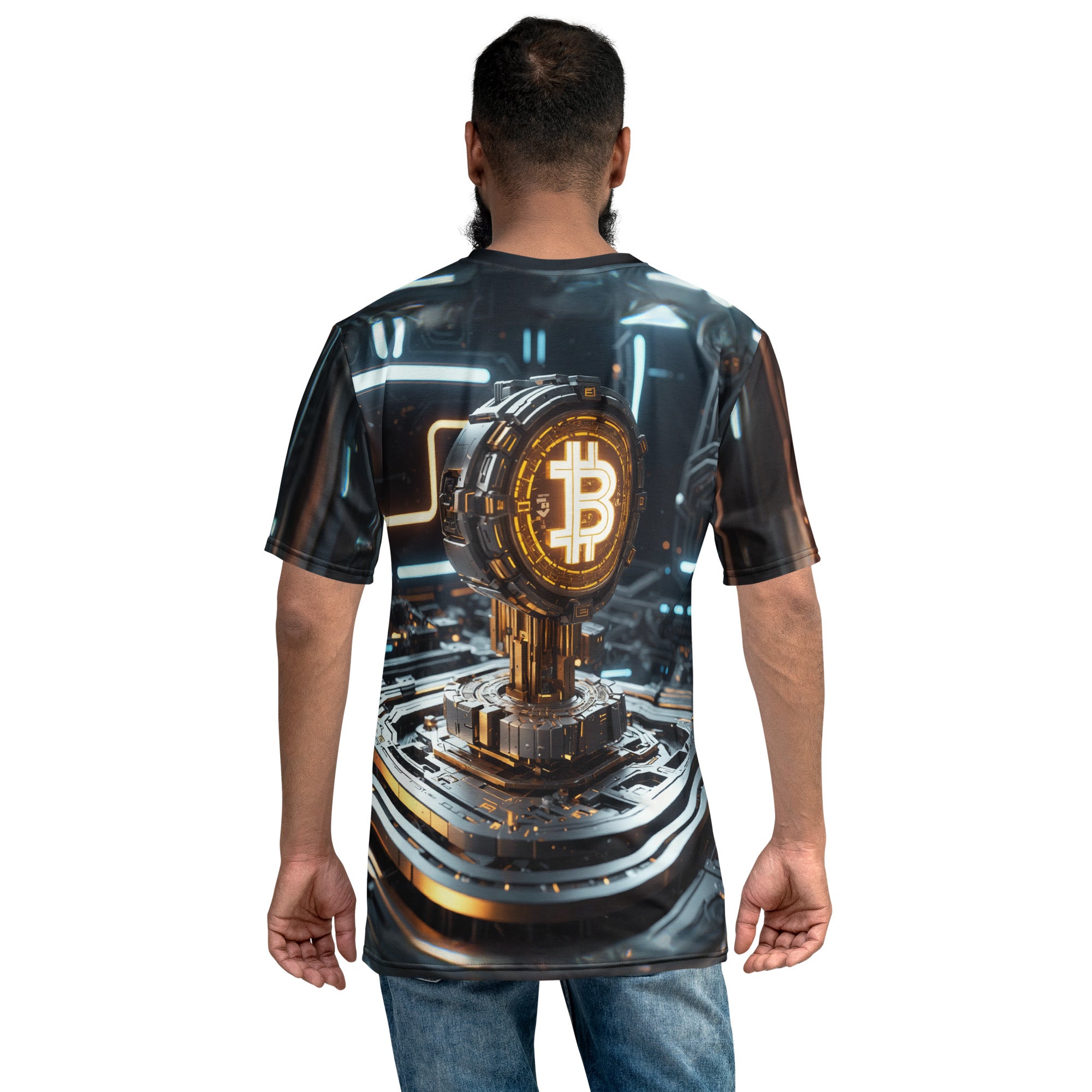 Futuristic Bitcoin Microchip BTC Symbol Men's t-shirt All Over Print