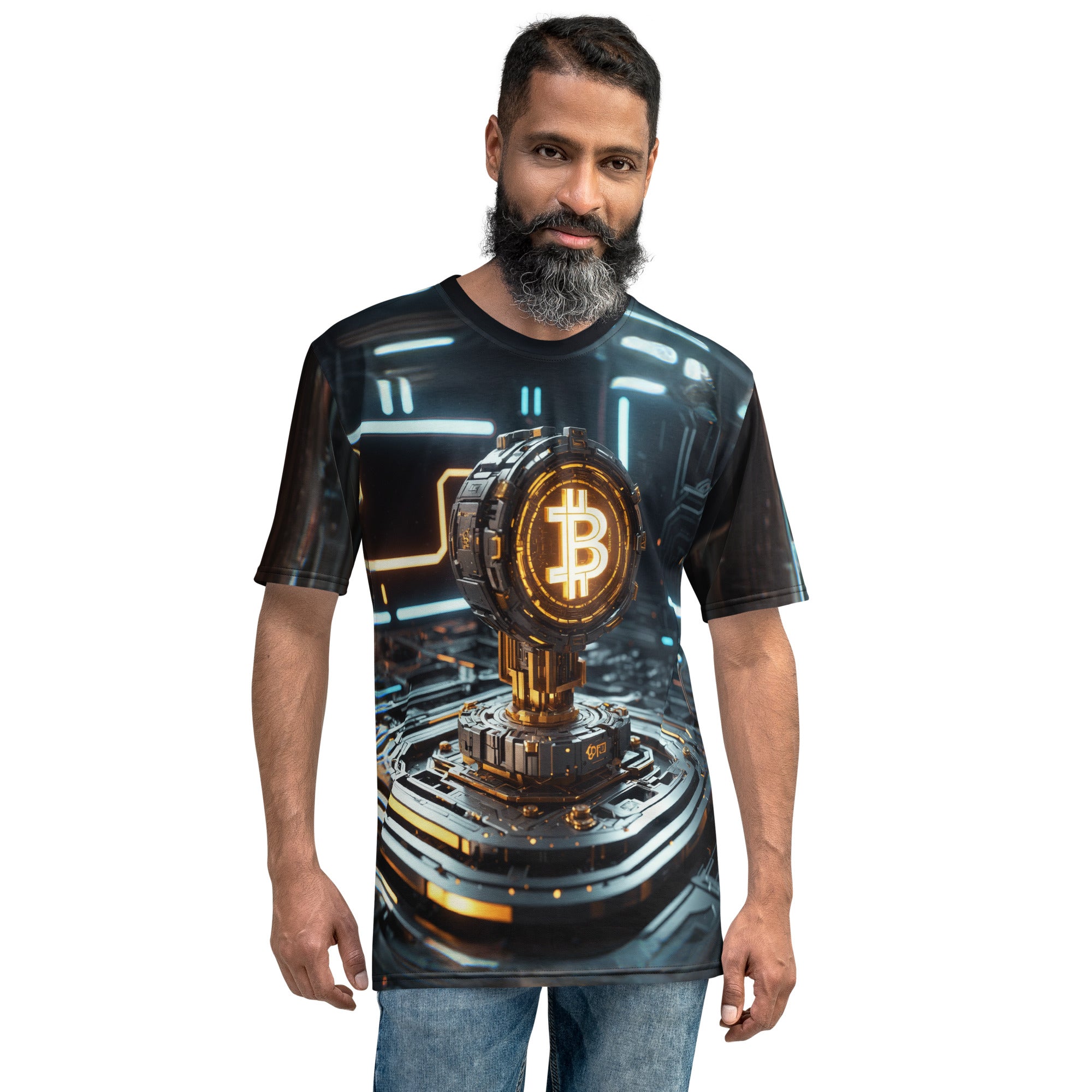 Futuristic Bitcoin Microchip BTC Symbol Men's t-shirt All Over Print