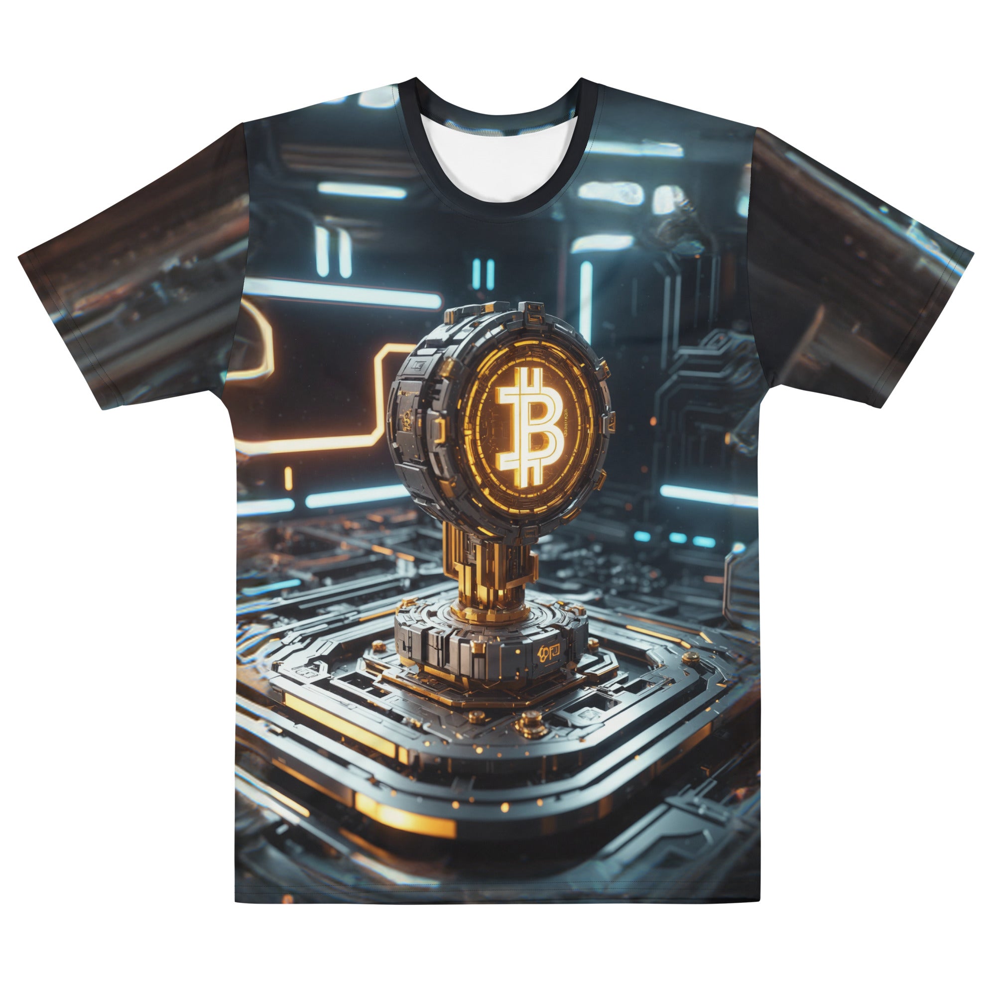 Futuristic Bitcoin Microchip BTC Symbol Men's t-shirt All Over Print