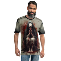 Praying Bloody Nun design on unisex T-shirt, front view