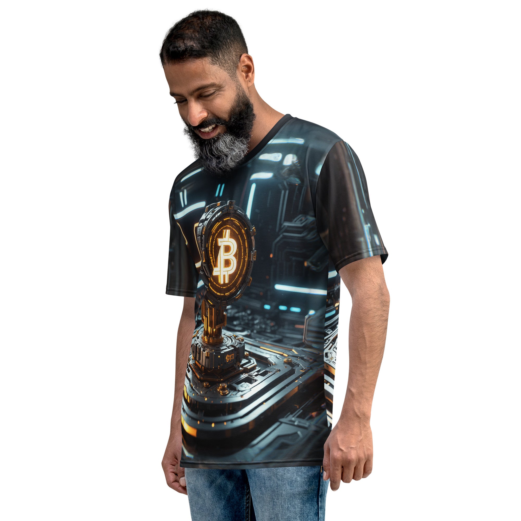 Futuristic Bitcoin Microchip BTC Symbol Men's t-shirt All Over Print