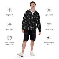 Demonology occult symbol patterned jacket, front view