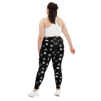 Viking Runes & Norse Symbols pattern on plus size women's leggings, back view