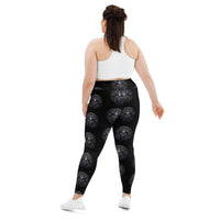 All-Seeing Eye Medallions pattern on plus size women's leggings, back view