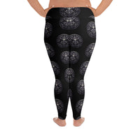 All-Seeing Eye Medallions pattern on plus size women's leggings, back view