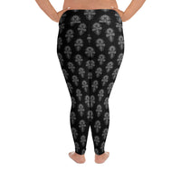 Egyptian Ankh pattern on plus size women's leggings, back view