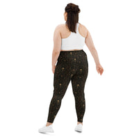 Skull Carnival pattern on plus size women's leggings, back view