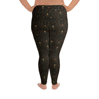Skull Carnival pattern on plus size women's leggings, back view