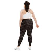 Vampire Bat Skeletons pattern on plus size women's leggings, back view