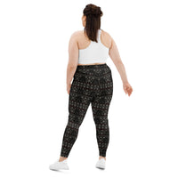 Gothic Christmas Tree pattern on plus size women's leggings, back view