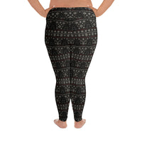 Gothic Christmas Tree pattern on plus size women's leggings, back view