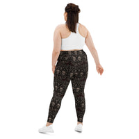 Skulls & Bats Christmas Pattern pattern on plus size women's leggings, back view
