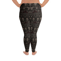 Skulls & Bats Christmas Pattern pattern on plus size women's leggings, back view