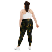 Tree of Life pattern on plus size women's leggings, back view