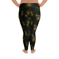 Tree of Life pattern on plus size women's leggings, back view