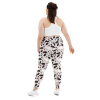 Hearse & Coffin pattern on plus size women's leggings, back view