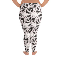 Hearse & Coffin pattern on plus size women's leggings, back view