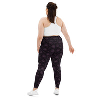 All-Seeing Eye pattern on plus size women's leggings, back view