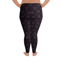 All-Seeing Eye pattern on plus size women's leggings, back view
