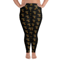 Eye of Ra pattern on plus size women's leggings, front view