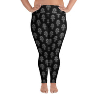 Egyptian Ankh pattern on plus size women's leggings, front view