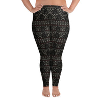 Gothic Christmas Tree pattern on plus size women's leggings, front view