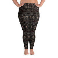 Skulls & Bats Christmas Pattern pattern on plus size women's leggings, front view