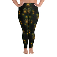 Tree of Life pattern on plus size women's leggings, front view