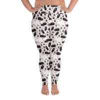 Hearse & Coffin pattern on plus size women's leggings, front view