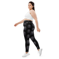 All-Seeing Eye Medallions pattern on plus size women's leggings, left-side view