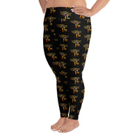 Eye of Ra pattern on plus size women's leggings, left-side view