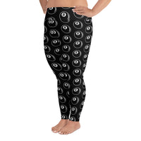 8 Ball Billiards pattern on plus size women's leggings, left-side view