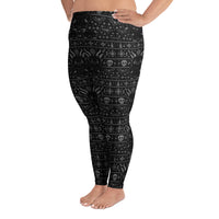 Baby Krampus Christmas Pattern pattern on plus size women's leggings, left-side view