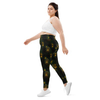 Tree of Life pattern on plus size women's leggings, left-side view