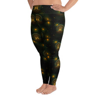 Tree of Life pattern on plus size women's leggings, left-side view