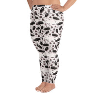 Hearse & Coffin pattern on plus size women's leggings, left-side view
