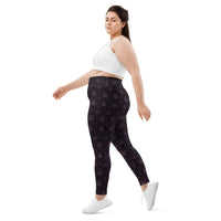 All-Seeing Eye pattern on plus size women's leggings, left-side view