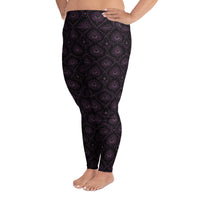 All-Seeing Eye pattern on plus size women's leggings, left-side view