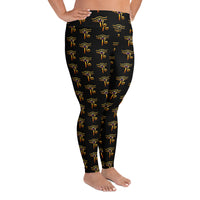 Eye of Ra pattern on plus size women's leggings, right-side view
