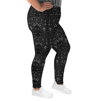 Baby Krampus Christmas Pattern pattern on plus size women's leggings, right-side view