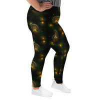 Tree of Life pattern on plus size women's leggings, right-side view