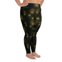 Tree of Life pattern on plus size women's leggings, right-side view